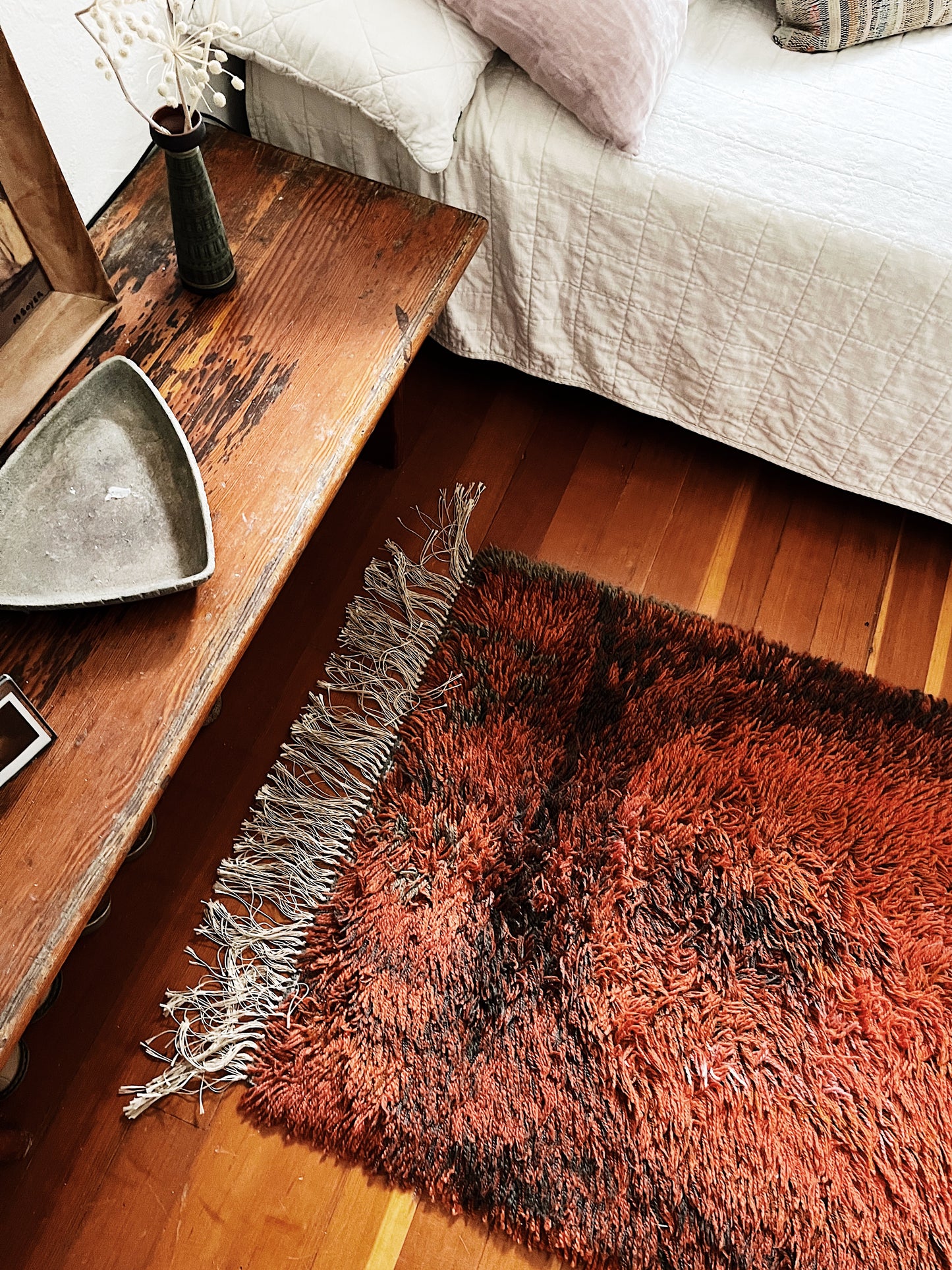 Vintage Rya Style Wool Shag Rug