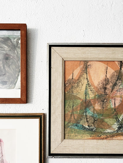 Vintage Abstract Encaustic Painting