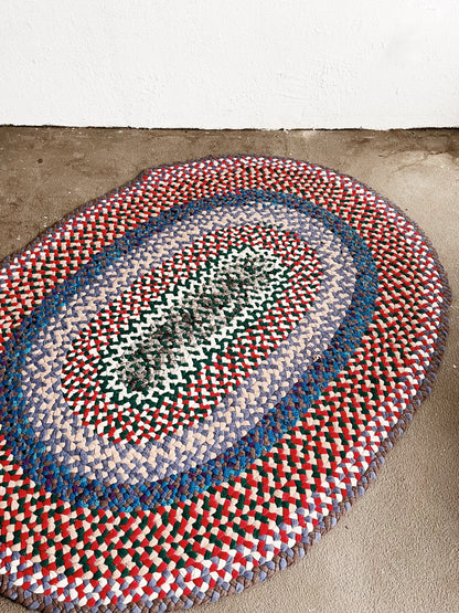 Vintage Braided Cotton Rag Rug