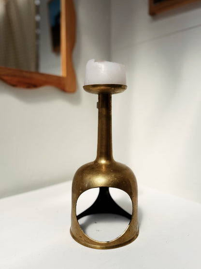 Brutalist Brass Candlestick