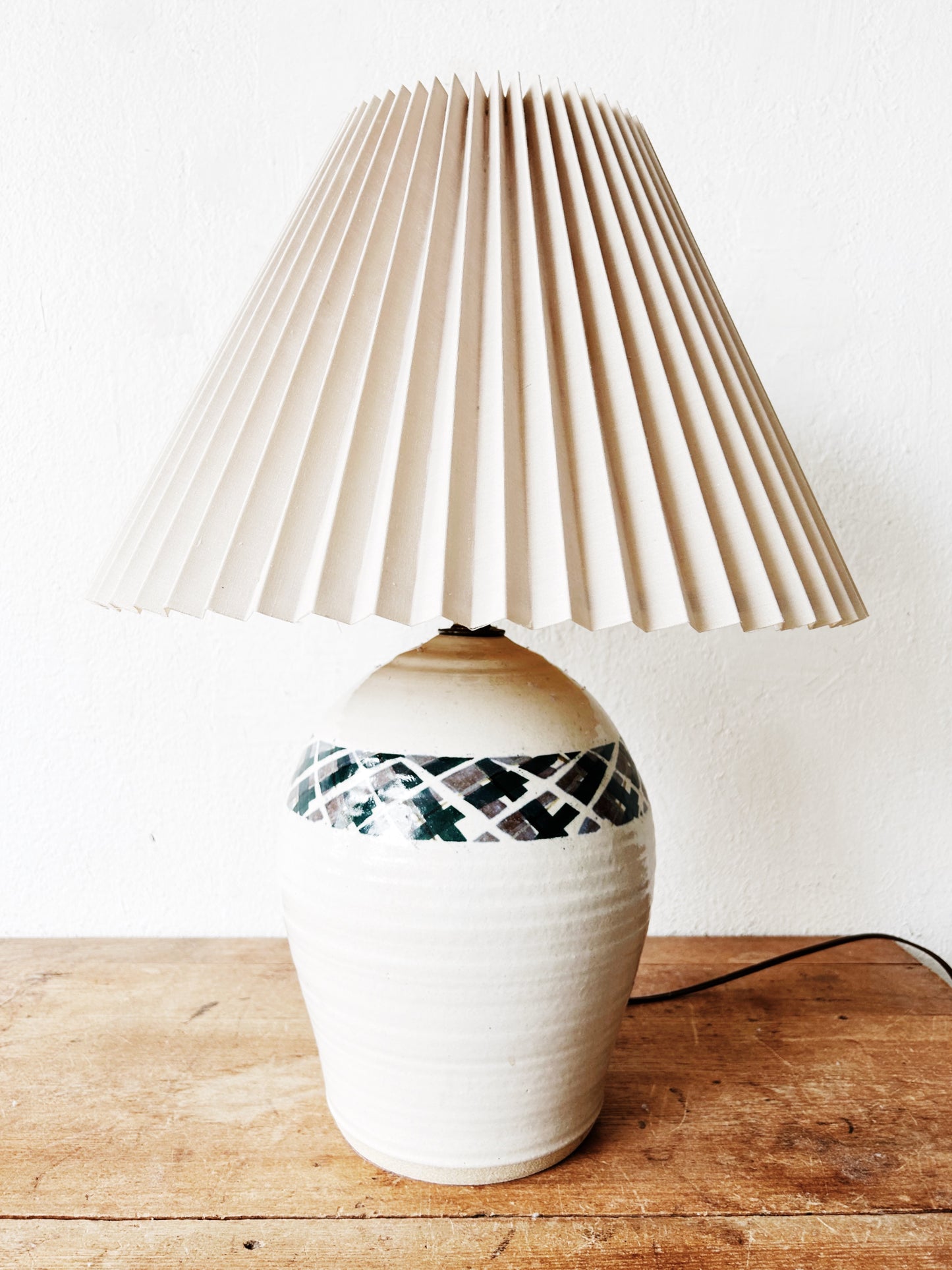 Vintage Pottery Lamp with Shade