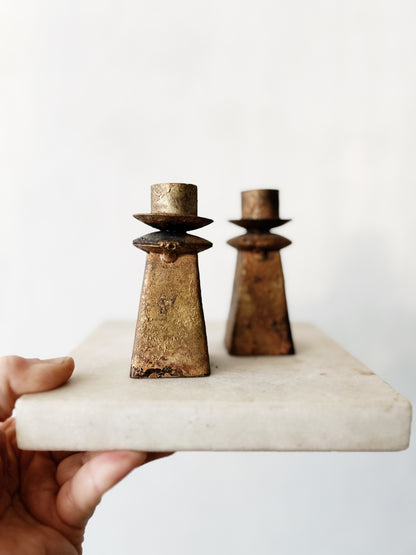 Pair of Mixed Metal Candle Holders