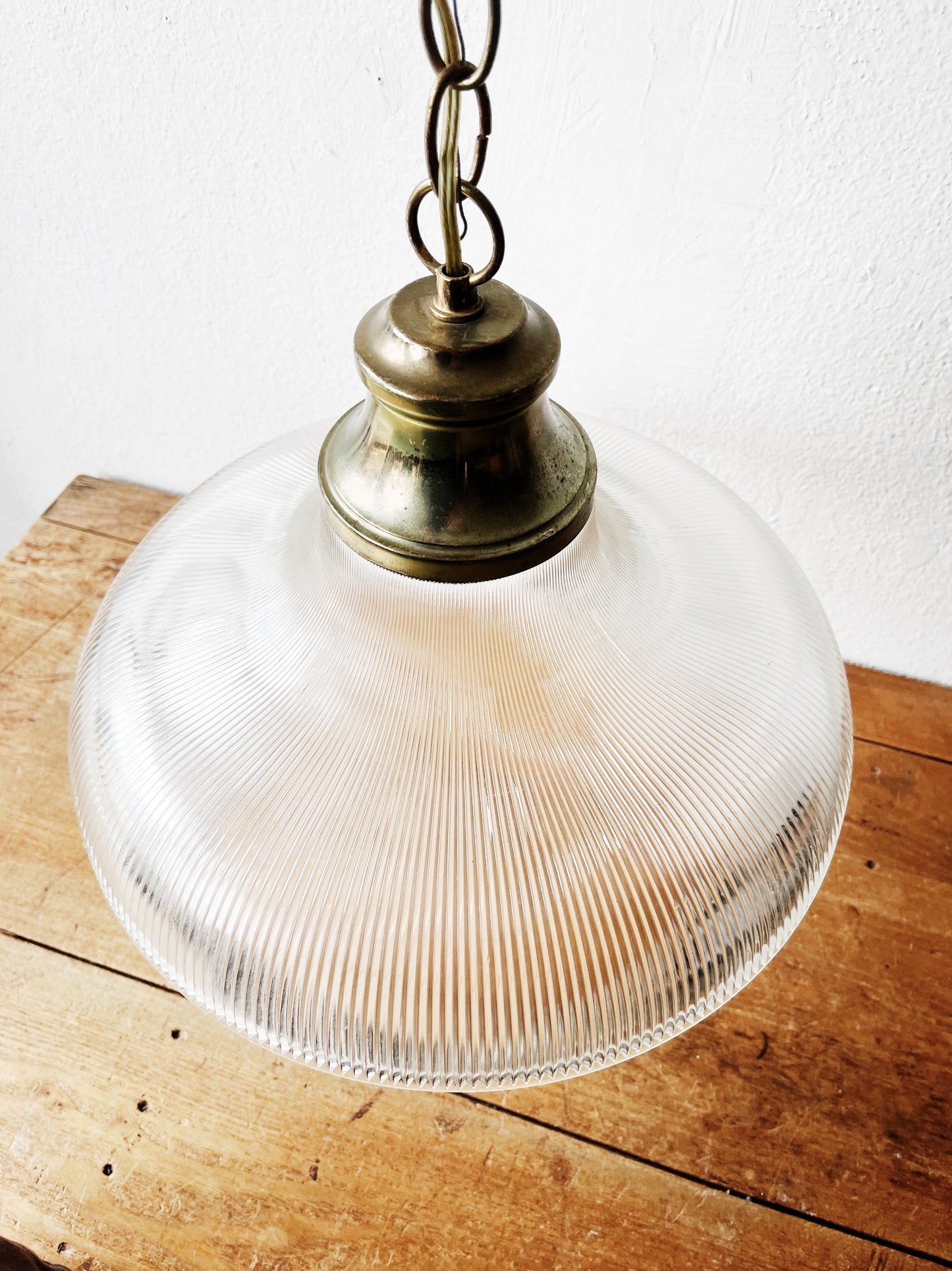 Vintage Reed Glass Pendant Lamp