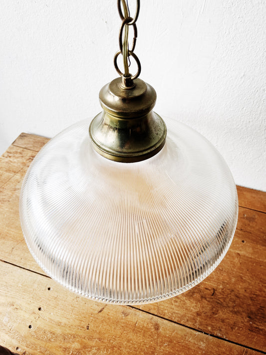 Vintage Reed Glass Pendant Lamp