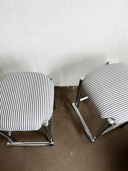Vintage Upholstered Chrome Stool