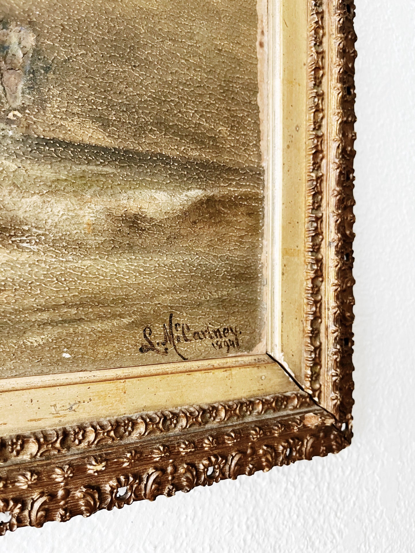 Antique Seascape Oil Painting