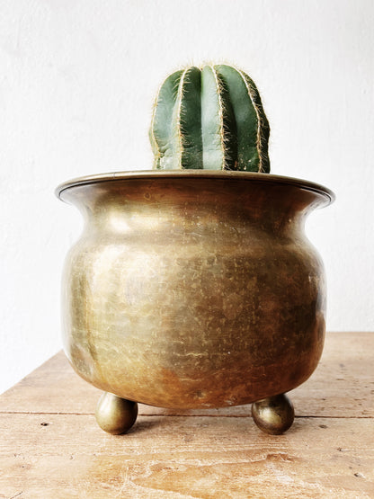 Large Vintage Brass Cache Pot