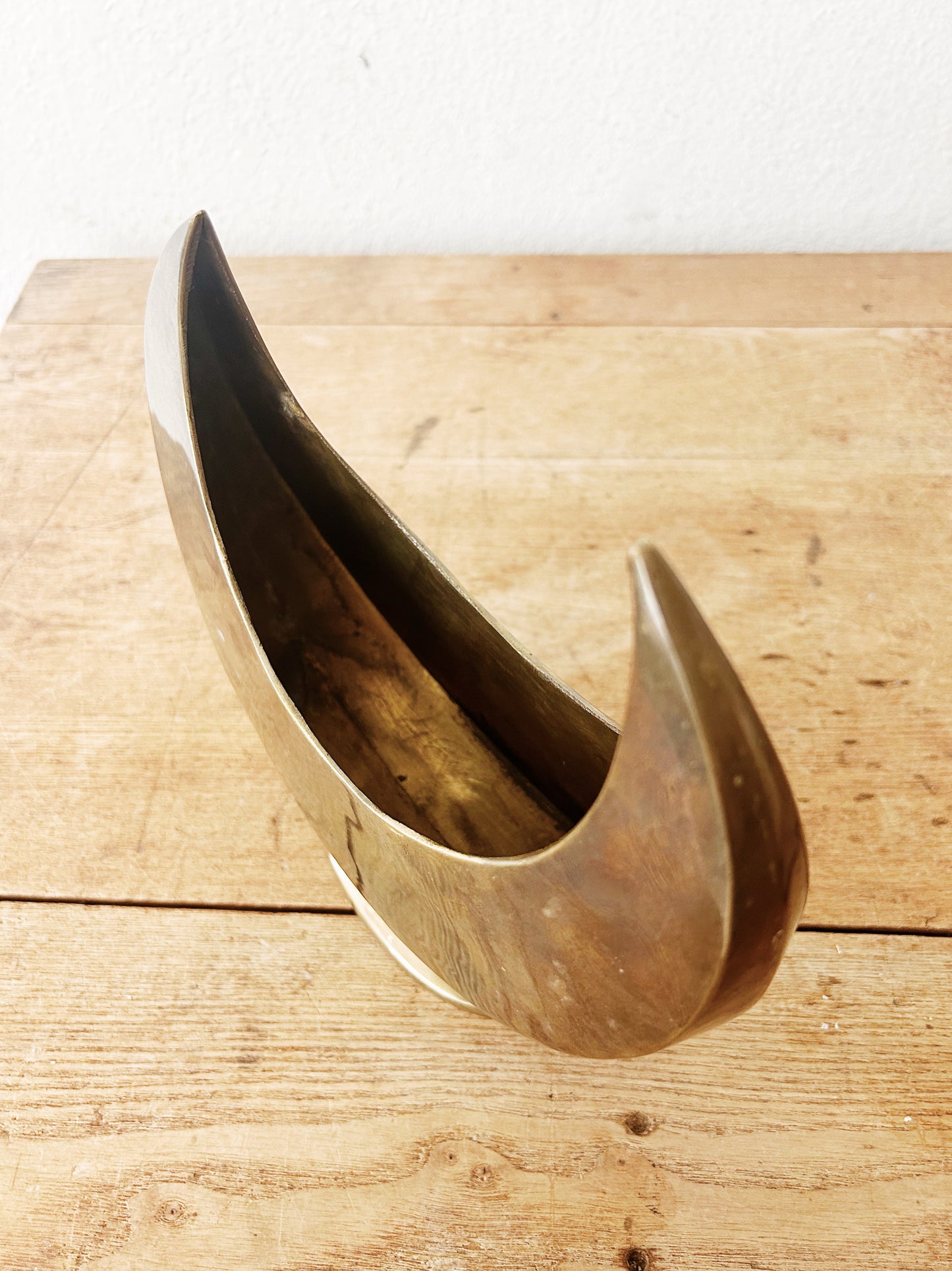 Vintage Brass Crescent Vessel