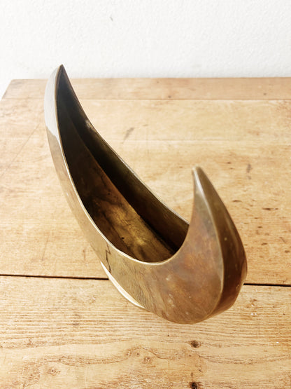 Vintage Brass Crescent Vessel