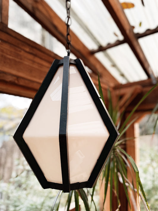 Vintage Lucite and Wood Pendant Light