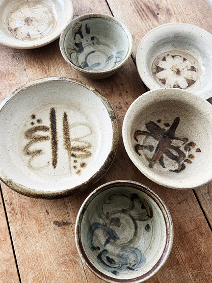 Vintage Handmade Pottery Dish Set of Five