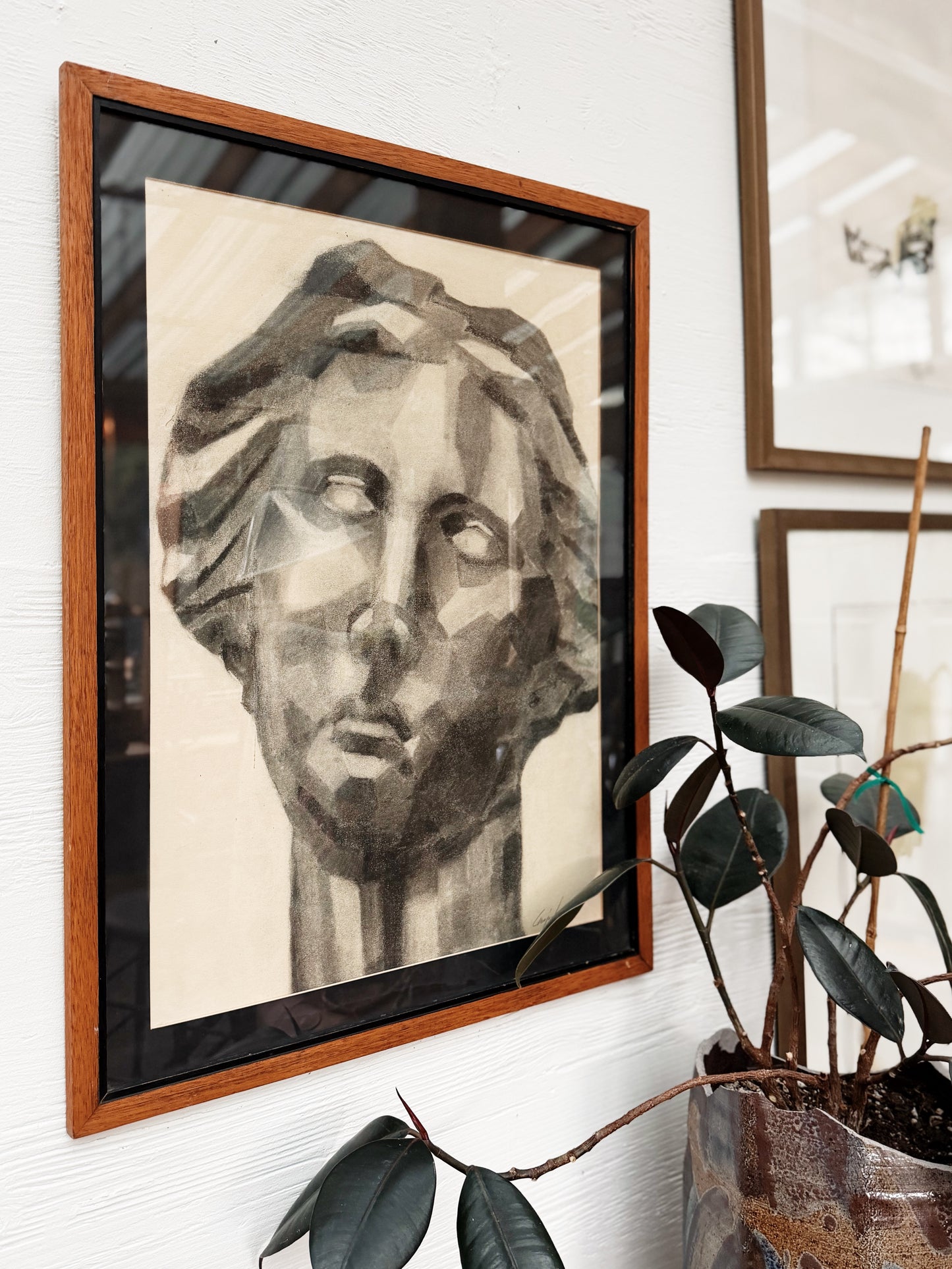 Original Cubist Style Charcoal Drawing