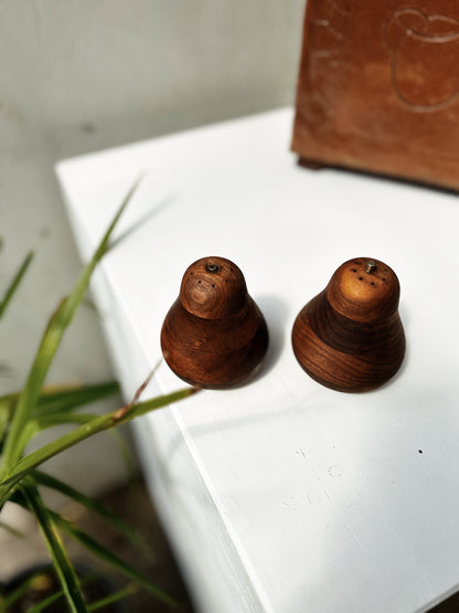 Vintage Pear Shaped Wood Shakers