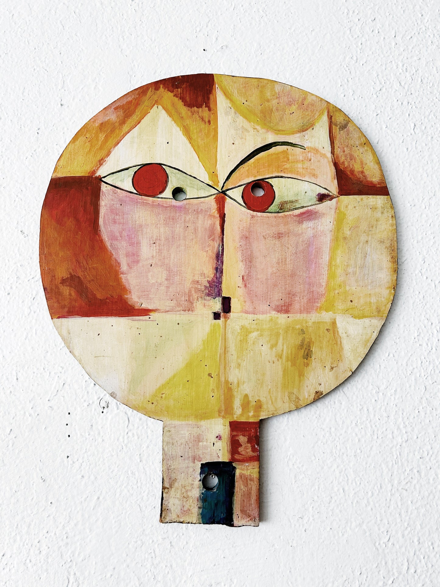 Vintage Hand Painted Wood Paul Klee Folk Art