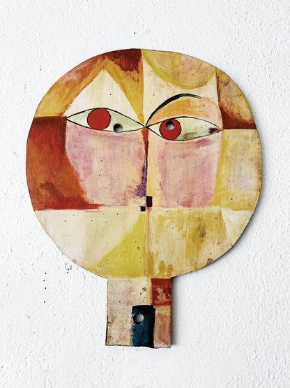 Vintage Hand Painted Wood Paul Klee Folk Art