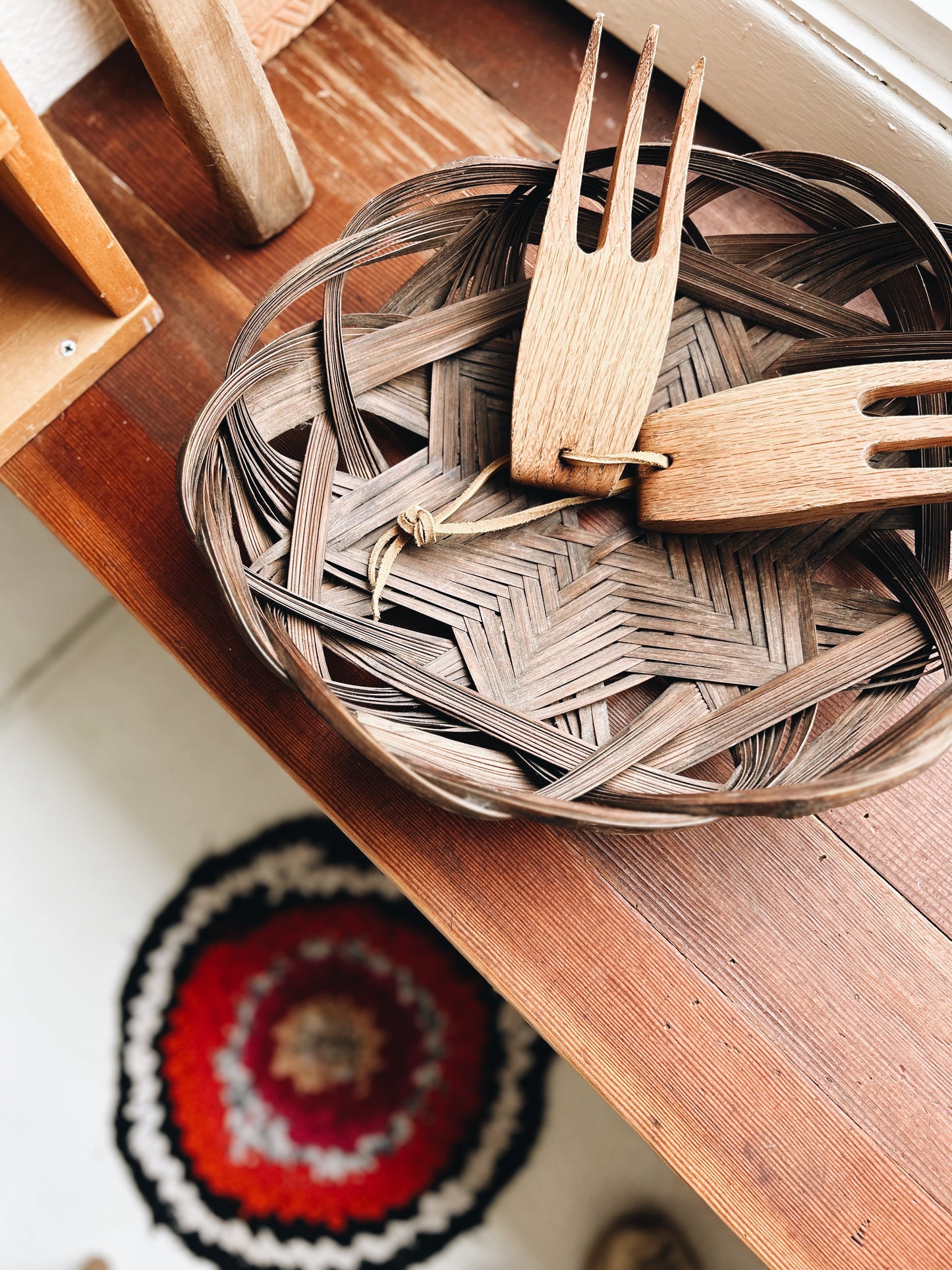 Antique Palm Frond Basket