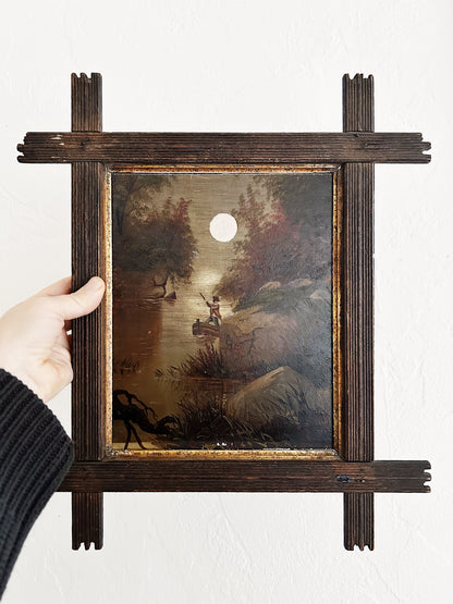 Antique Oil Landscape in Eastlake Frame