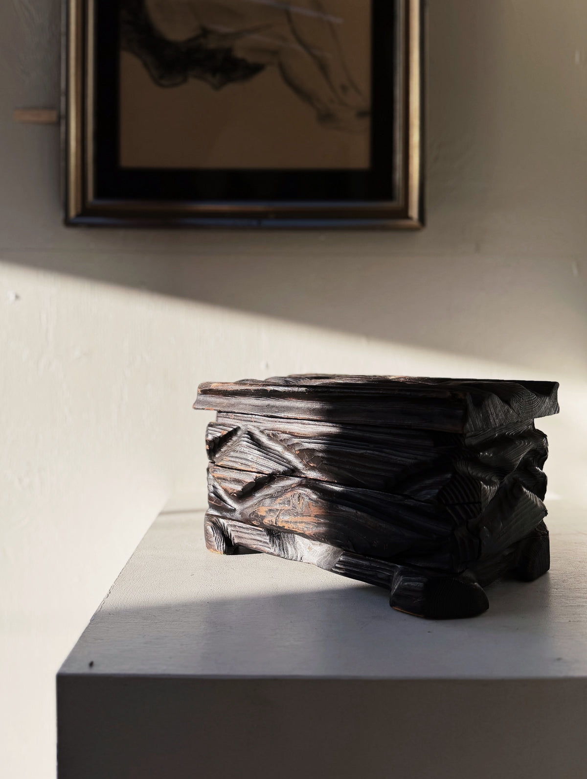 Shou Sugi Ban Carved Wood Box