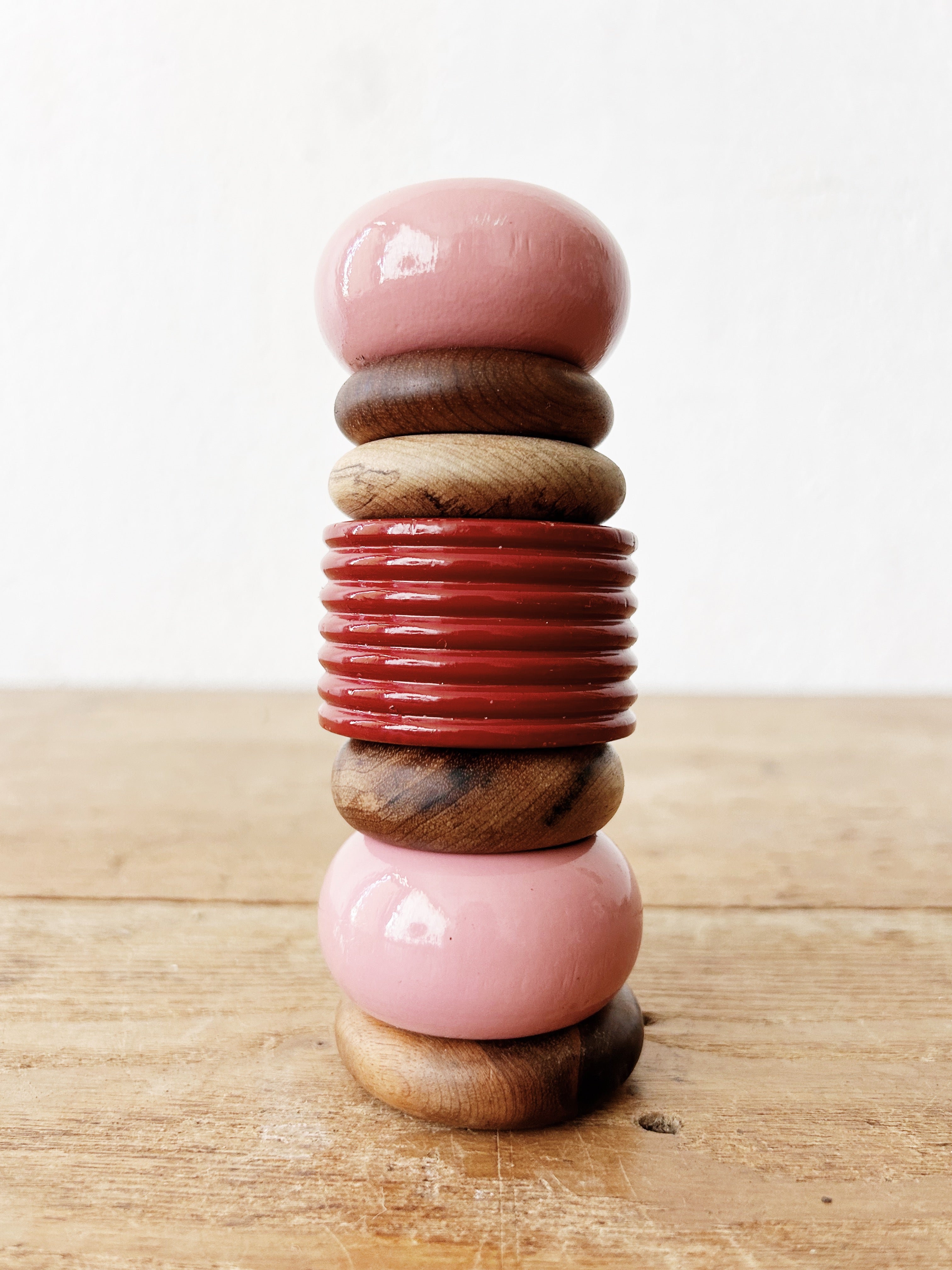 Vintage Wood Napkin Rings Mismatched Set