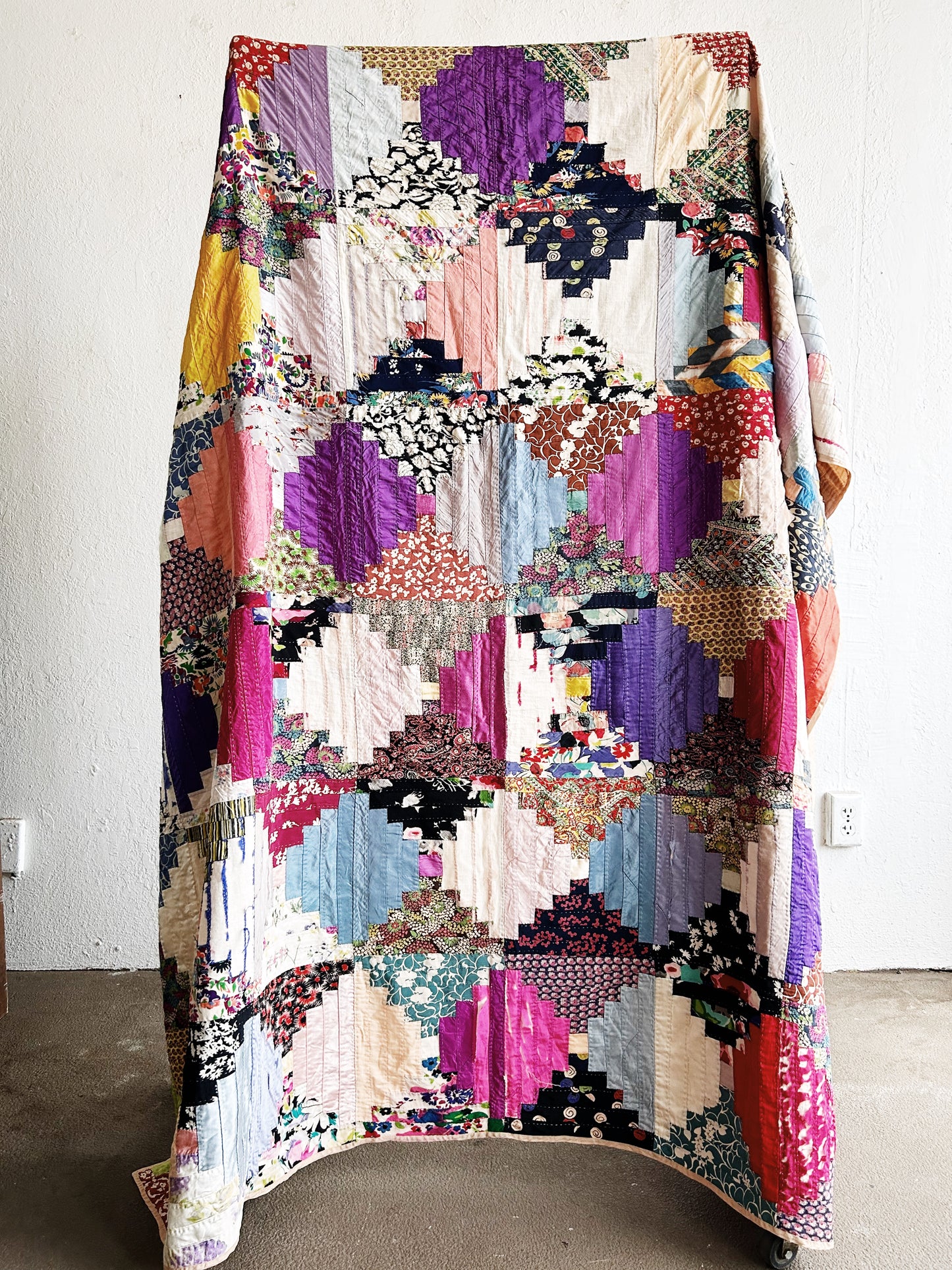 Vintage Silk Patchwork Quilt