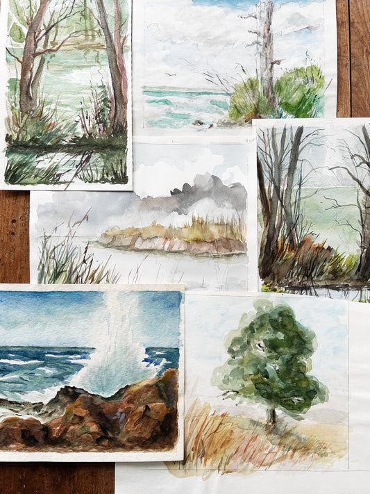 Vintage Original PNW Watercolor Painting