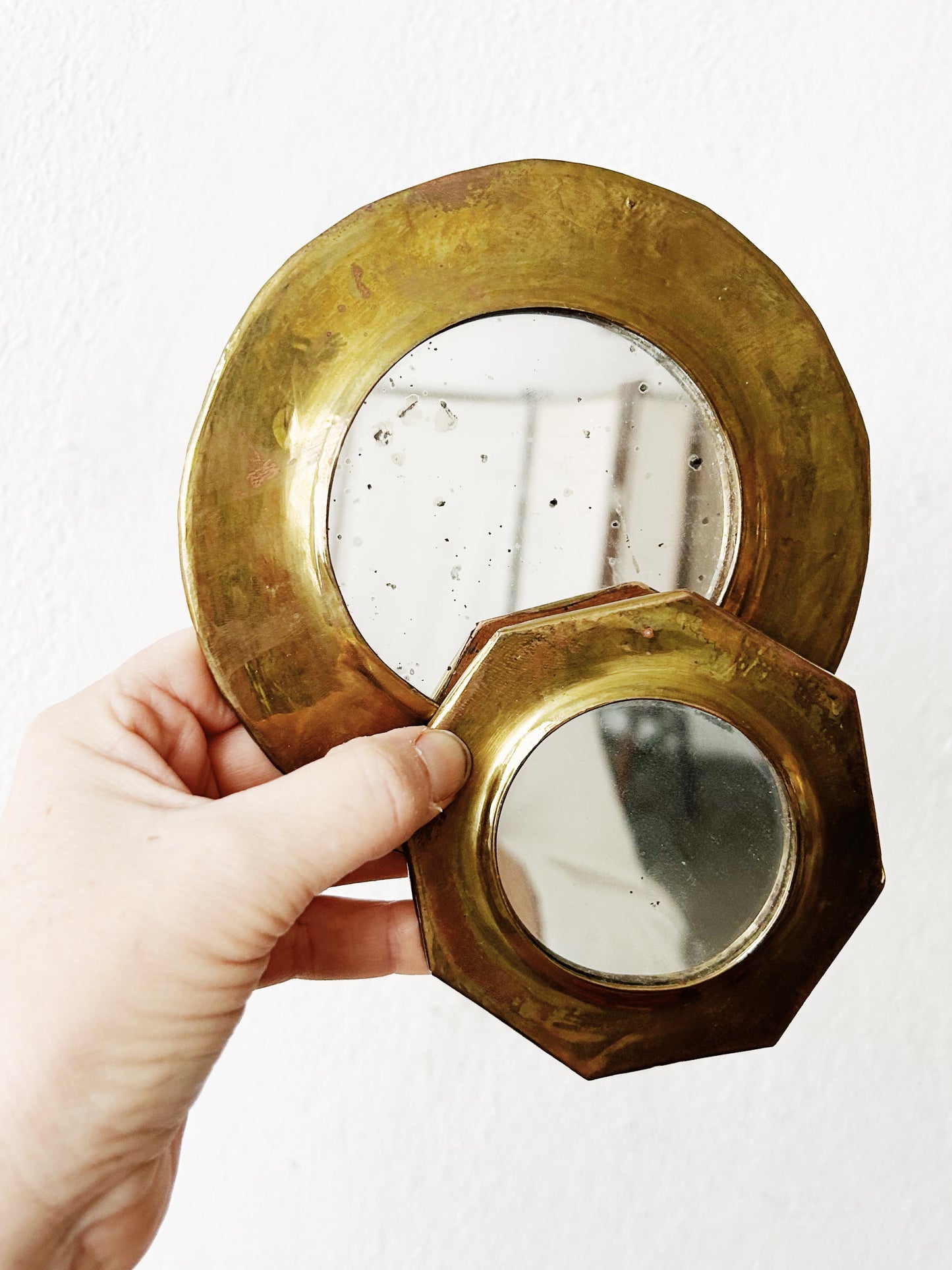 Vintage Mini Brass Mirror Pair Morocco