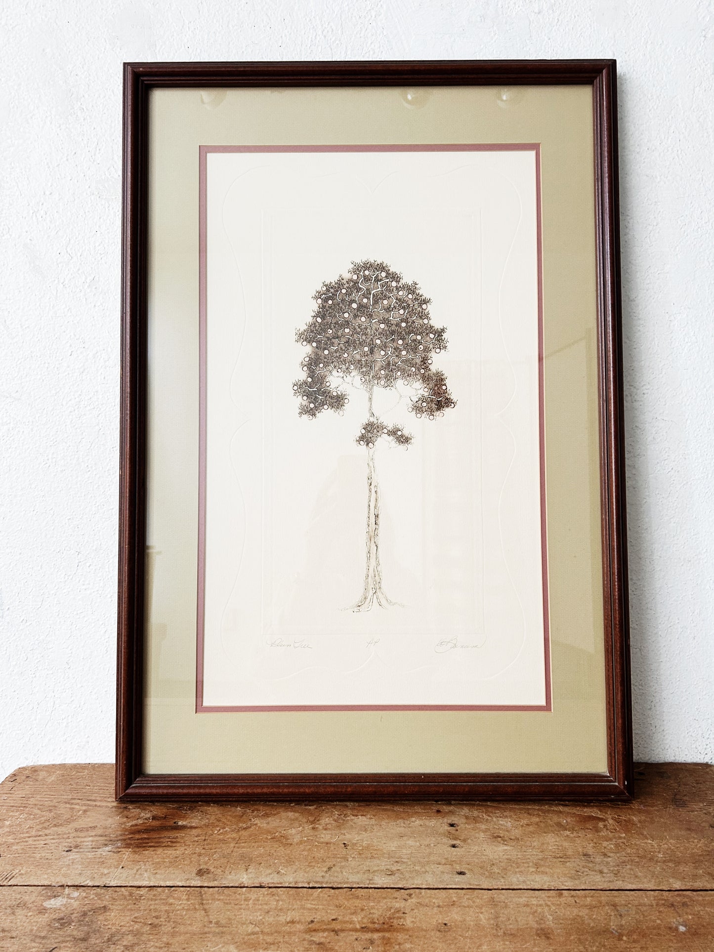Rare Vintage William Barnum Signed Etching ‘Plum Tree’