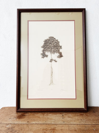 Rare Vintage William Barnum Signed Etching ‘Plum Tree’