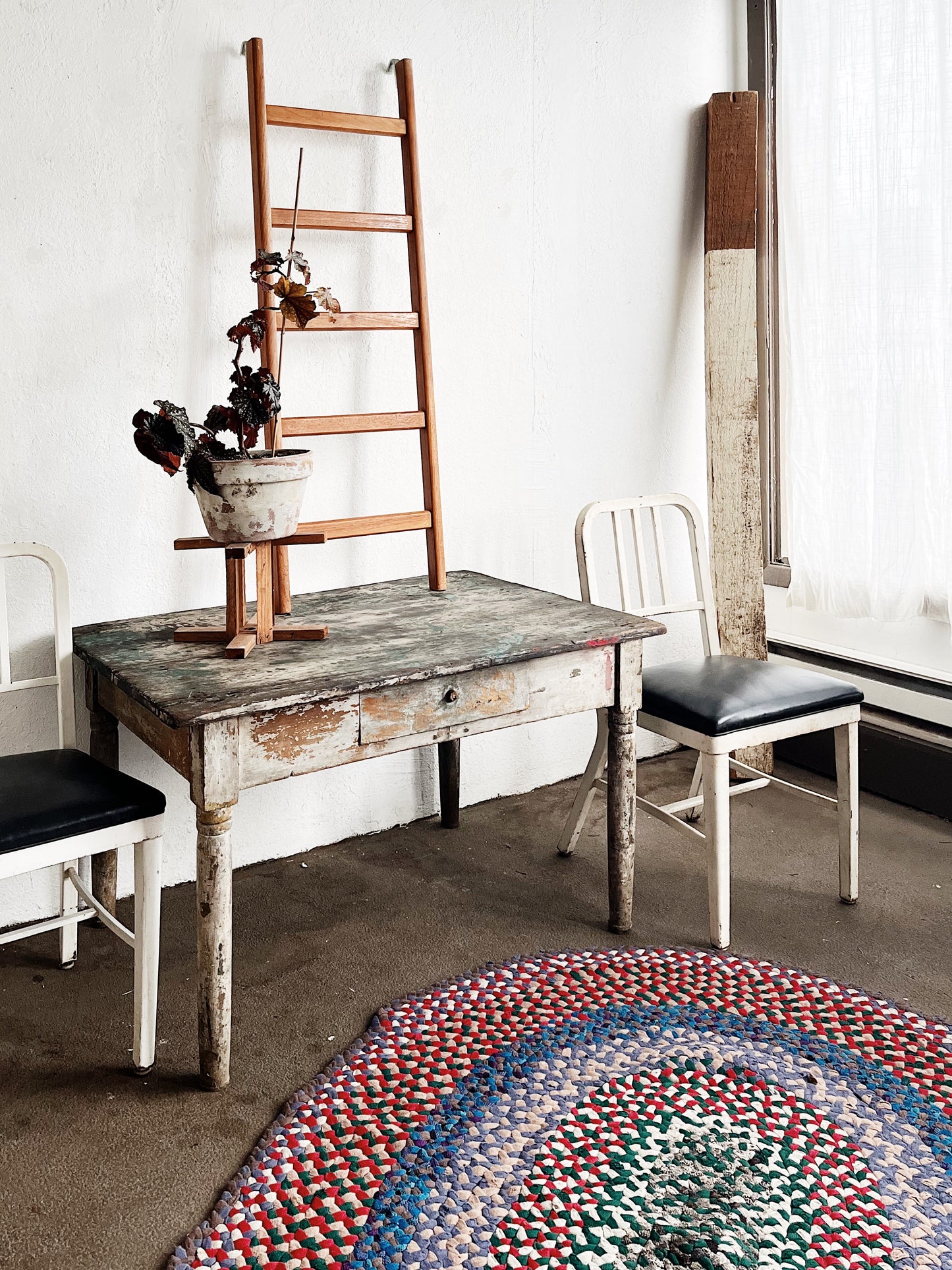 Vintage Braided Cotton Rag Rug