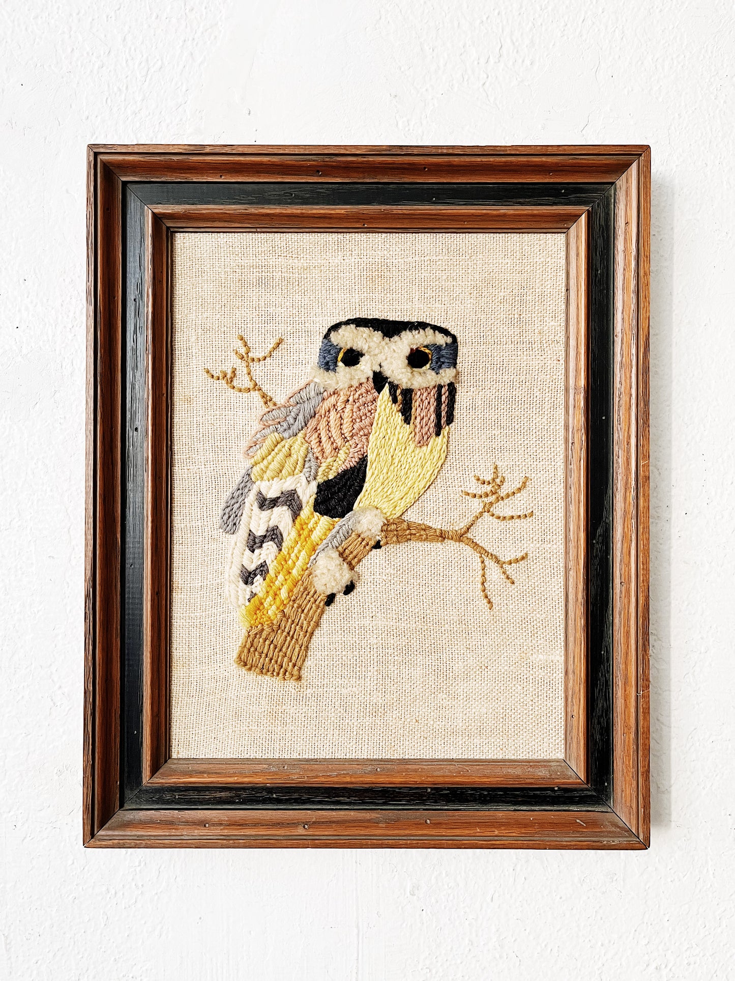 Vintage Tufted Needlework Owl