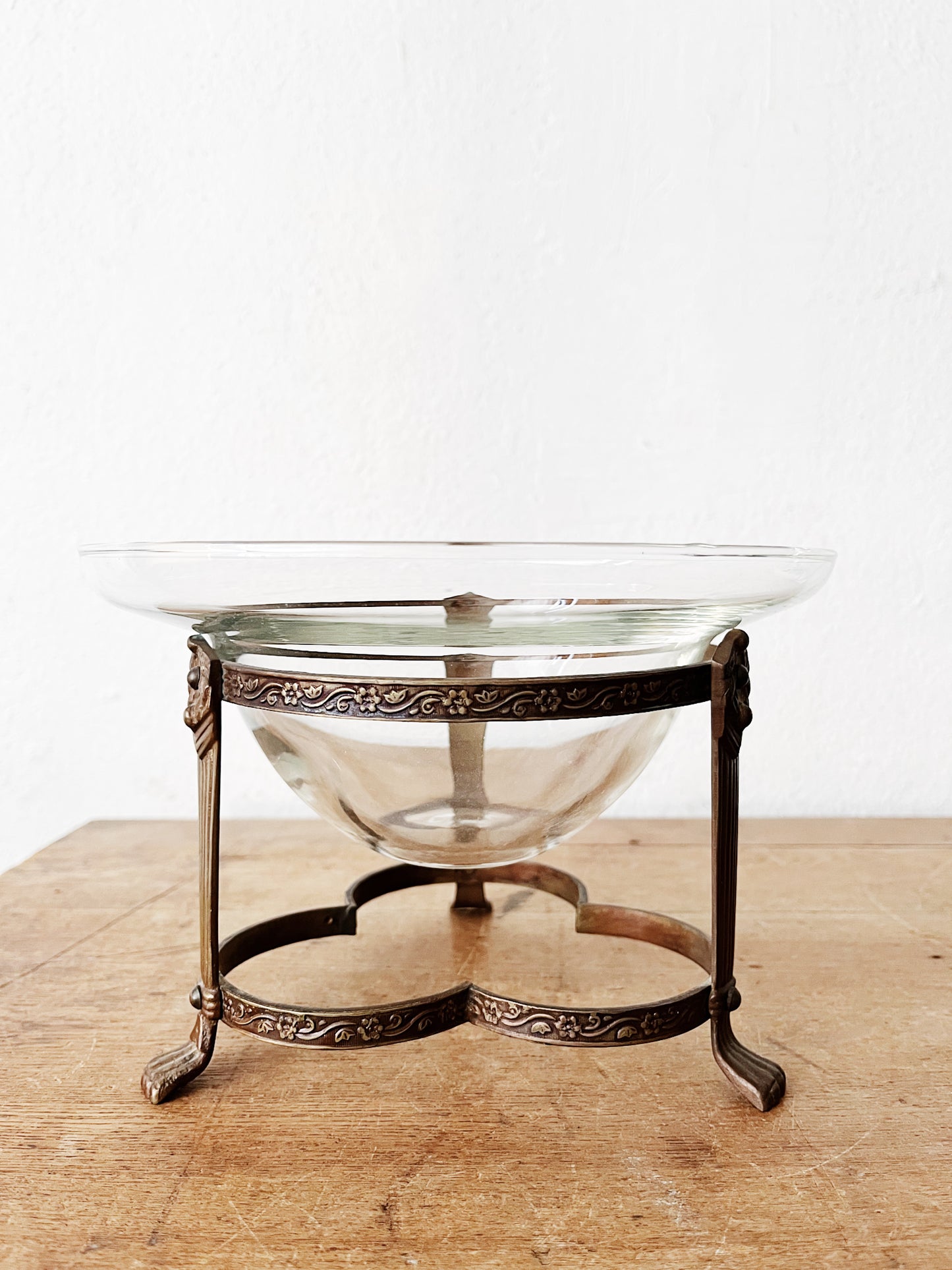 Antique Blown Glass Bowl with Stand