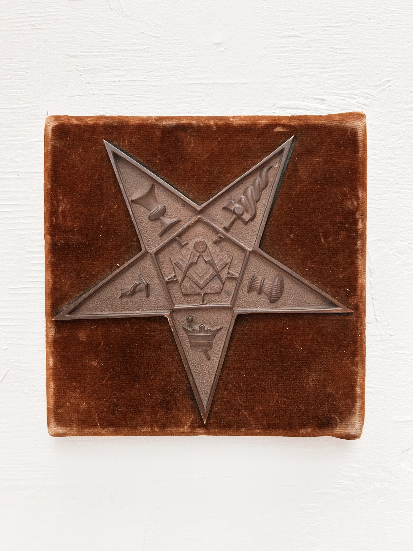 Antique Early Bronze Masonic Plaque
