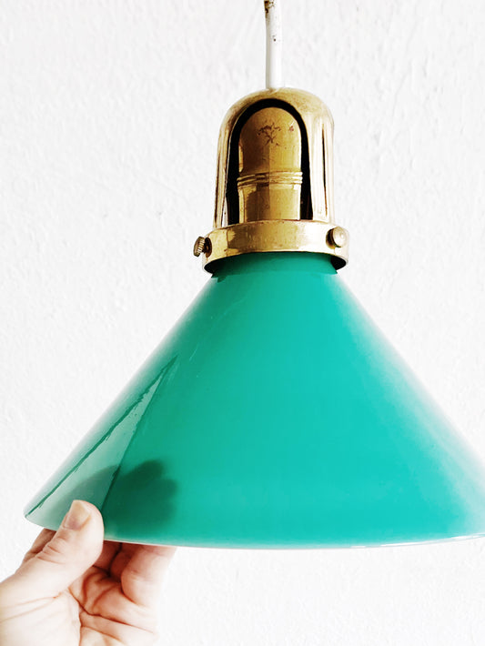 Vintage Green Glass Pendant Lamp