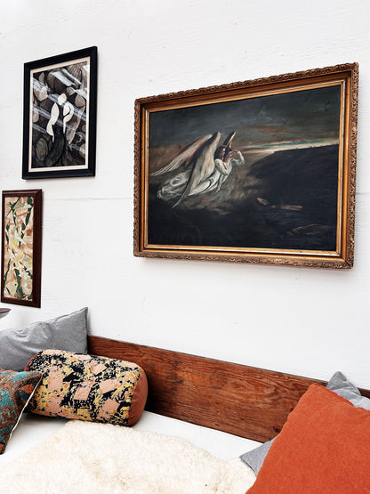 Antique Guardian Angel Painting