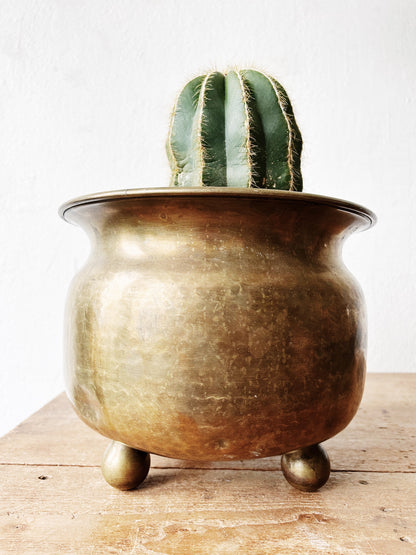 Large Vintage Brass Cache Pot