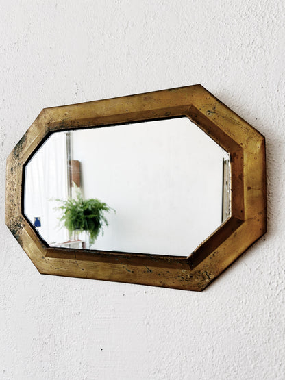 Vintage Moroccan Aged Brass Mirror