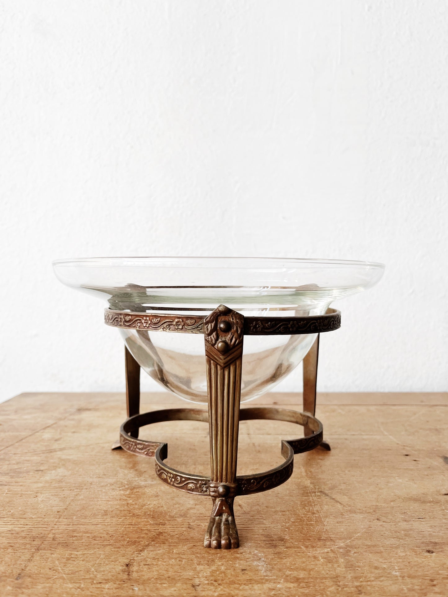 Antique Blown Glass Bowl with Stand