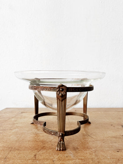 Antique Blown Glass Bowl with Stand
