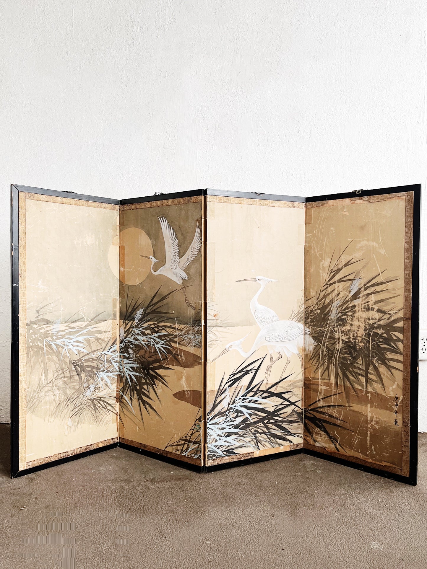 Antique Silk Byobu Screen