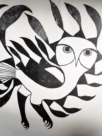 Vintage Original Inuit Woodcut