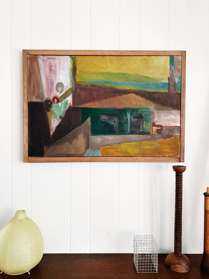 Large Vintage Abstract Oil Painting