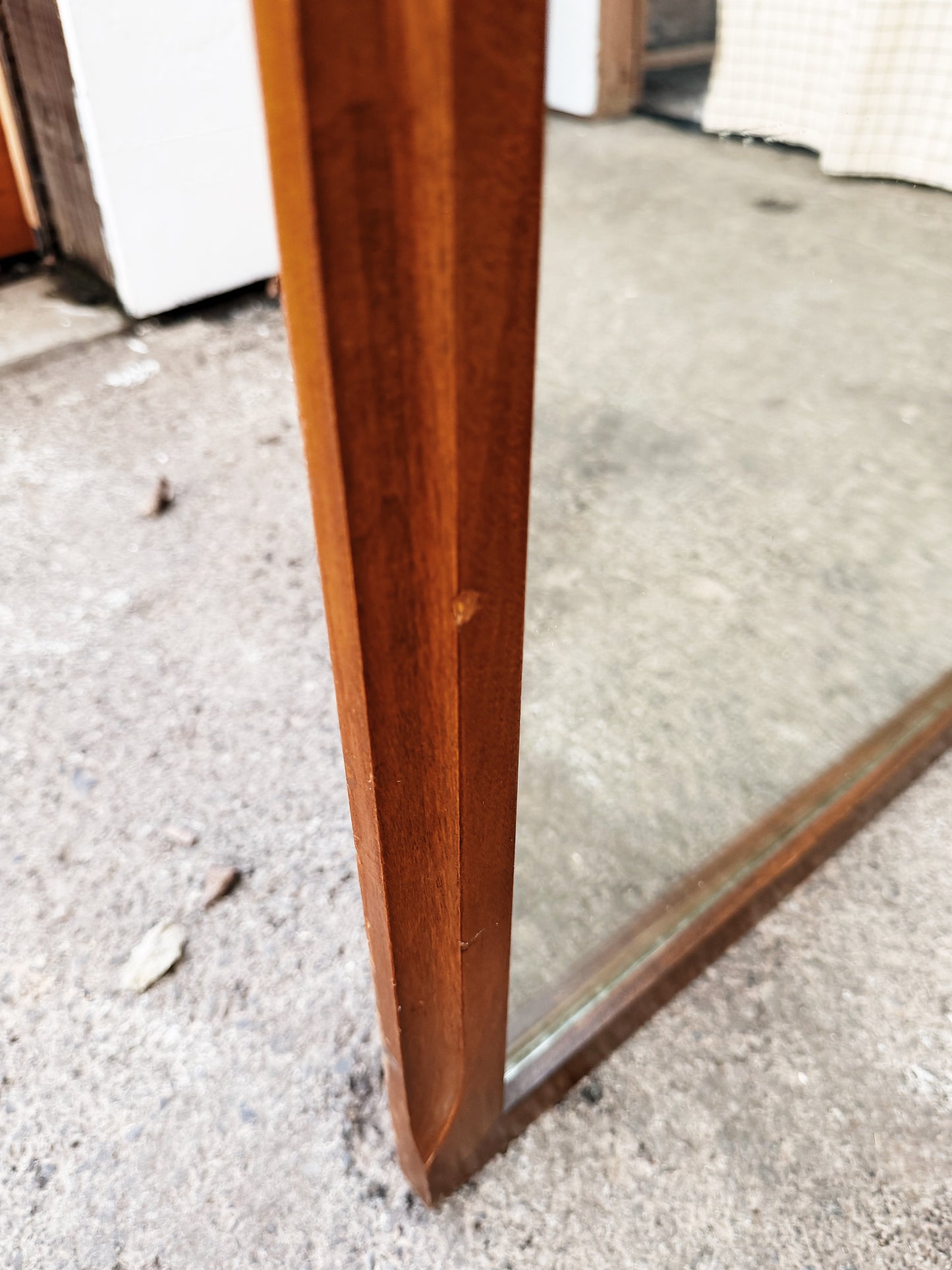Large Vintage Mid Century Teak Mirror
