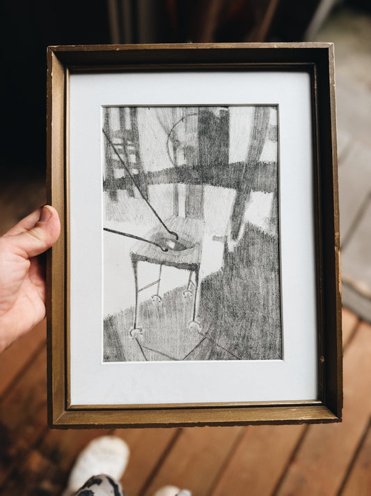 Original Vintage Surrealist Drawing