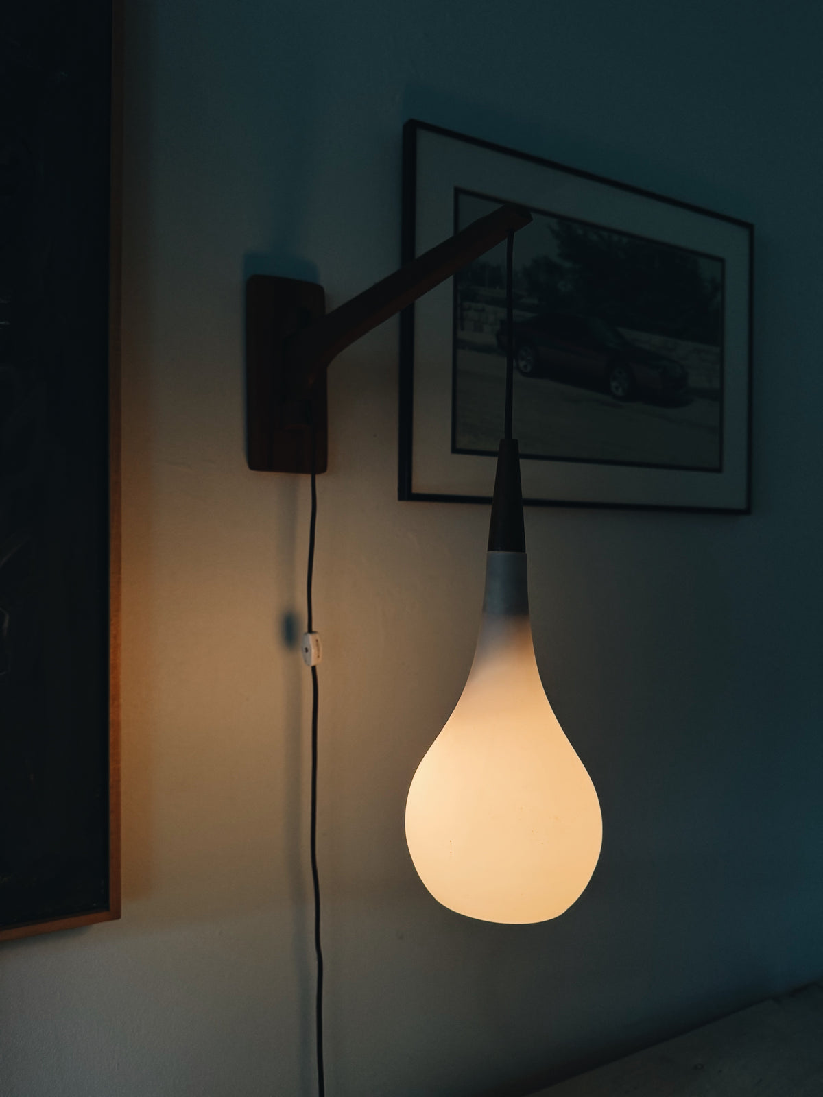Danish Teak Teardrop Wall Lamp