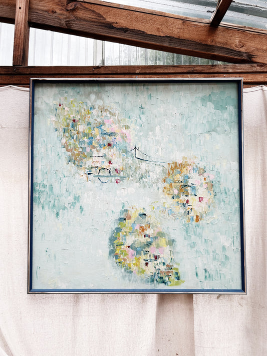 Large Framed Mid Century Oil Abstract