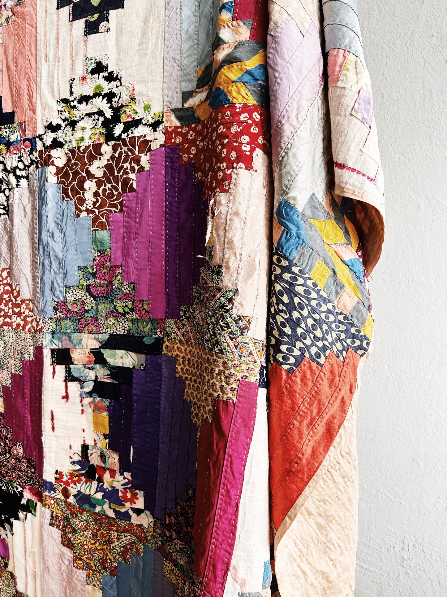 Vintage Silk Patchwork Quilt