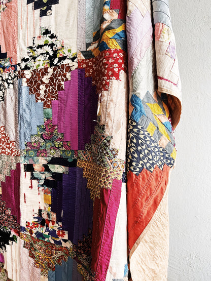 Vintage Silk Patchwork Quilt