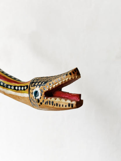 Handcarved Folk Art Wooden Snake