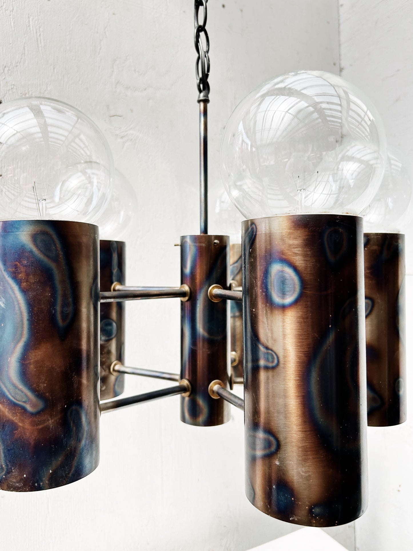 Spun Bronze Brutalist Chandelier