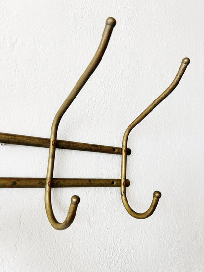 Vintage Brass Coat/ Hat Rack